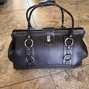 Leather weekender bag. BCBGMaxazria.